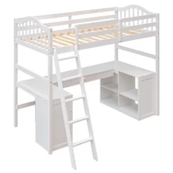 Twin Size Wooden Loft Bed With Drawers, Cabinet, Shelves And Desk-ModernLuxe -Barbie Store GUEST 4a1b924c 6ea0 4348 ba28 ad12dbb0c832