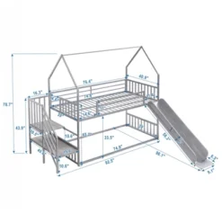 Twin Over Twin Metal Bunk Bed House Bed With Slide And Staircase-ModernLuxe -Barbie Store GUEST 4ab0ba1a bc59 4422 802e 263d52ad637a