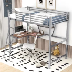Twin Size Loft Metal Bed With Desk And Shelves - ModernLuxe -Barbie Store GUEST 4adf7555 381a 408d 8818 74d7563ab6b9