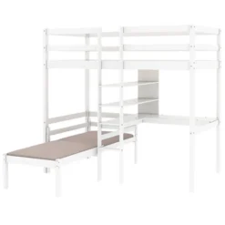 Convertible Loft Bed With L Shaped Desk, Shelf And Ladder, White - ModernLuxe 18 Convertible Loft Bed With L Shaped Desk, Shelf And Ladder, White - ModernLuxe -Barbie Store GUEST 4bd47d46 8945 4dc0 ba1b eef80efaf21b