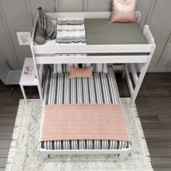 Max & Lily Farmhouse Twin Over Queen L-Shaped Bunk Bed With Desk -Barbie Store GUEST 4ca9c0c2 c2b1 4bf3 87bd 4339431a817e