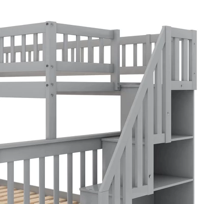 Twin Over Full Bunk Bed With Trundle Bed And Staircase-ModernLuxe 11 Twin Over Full Bunk Bed With Trundle Bed And Staircase-ModernLuxe - Image 9