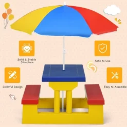 Costway Kids Picnic Table Set W/Removable Umbrella Indoor Outdoor Garden Patio -Barbie Store GUEST 50eb83ad bdc1 4f8c b527 e44dc3814ee6