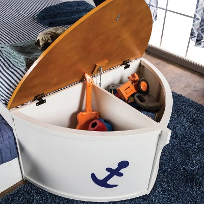 Twin Collindale Boat Design Kids' Bed With Trundle White/Oak - MiBasics 6 Twin Collindale Boat Design Kids' Bed With Trundle White/Oak - MiBasics - Image 4