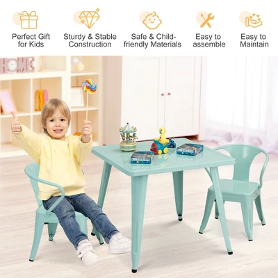Costway Kids Steel 27'' Square Table Children Play Learn Activity Table Indoor Outdoor 9 Costway Kids Steel 27'' Square Table Children Play Learn Activity Table Indoor Outdoor - Image 7