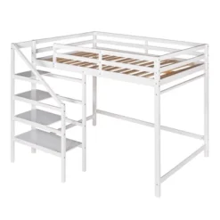 Full Size Loft Bed With Staircase And Safety Guardrails Gray/White-ModernLuxe -Barbie Store GUEST 53ddd87d 5948 47a1 aab9 b35e8fe0f94f