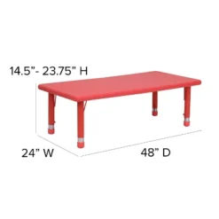 Flash Furniture 24"W X 48"L Rectangular Plastic Height Adjustable Activity Table Set With 4 Chairs -Barbie Store GUEST 54ba0eff d86e 4766 a6de 6fc3dc426c23