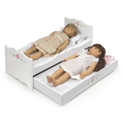 Badger Basket White Rose Doll Bed With Trundle -Barbie Store GUEST 555b984a 7810 4fe5 a24c 4a4342b31513