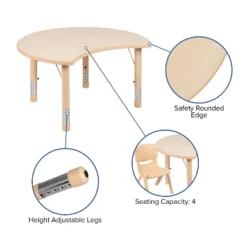 Flash Furniture 25.125"W X 35.5"L Crescent Natural Plastic Height Adjustable Activity Table -Barbie Store GUEST 57738d94 b29e 4663 91fe 10c91040ed4c
