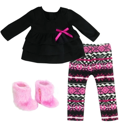 Sophia’s Ikat Print Knit Leggings, Long-Sleeved Top, & Fuzzy Boots Outfit For 18” Dolls, Hot Pink/Black 3 Sophia’s Ikat Print Knit Leggings, Long-Sleeved Top, & Fuzzy Boots Outfit For 18” Dolls, Hot Pink/Black