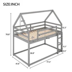 Twin Over Twin House Shaped Bunk Bed With Ladder And Guardrail-ModernLuxe -Barbie Store GUEST 5b2b9af2 cfa0 4518 8591 17d4a3c413be