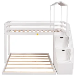 Twin Over Full Bunk Bed With Staircase, Shelves And House Roof-ModernLuxe -Barbie Store GUEST 5cbad751 c09b 4208 b044 a4fd481ee711
