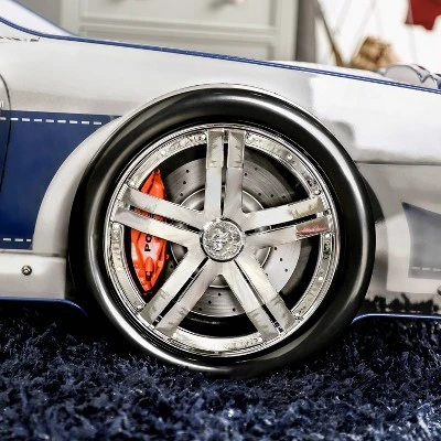 Twin Quessa Police Car Bed With Led Headlight Chair Black/White - HOMES: Inside + Out 8 Twin Quessa Police Car Bed With Led Headlight Chair Black/White - HOMES: Inside + Out - Image 6