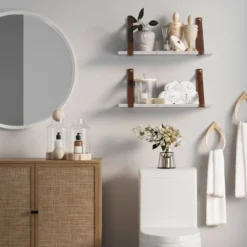 Brandon Vintage Matte Faux Marble Wall Shelf Brown - Nathan James -Barbie Store GUEST 6316bf1a 7063 498f ba57 25f1bfe98a71