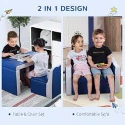 Qaba Kids Sofa Set 2-in-1 Multi-Functional Toddler Table Chair Set 2 Seat Couch Storage Box Soft Sturdy -Barbie Store GUEST 6346659c 0087 4c41 bfbf 947641c448a8