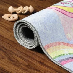 Unicorn Rainbow Colorful Kids Playroom Nursery Washable Indoor Area Rug By Blue Nile Mills -Barbie Store GUEST 63f21452 ef70 4c28 90a8 a8a34e4b7ce7