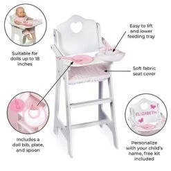 Badger Basket Doll High Chair With Accessories And Free Personalization Kit - White/Pink/Gingham -Barbie Store GUEST 65bfe1de f58c 4c10 b334 e9056b446856