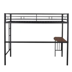 Twin Size Metal Loft Bed With Desk, Ladder And Railing - ModernLuxe -Barbie Store GUEST 6642955d 543a 46d2 b41f be81c72ea148