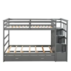 Twin Over Twin Wood Bunk Bed With 4 Drawers, Trundle And Staircase-ModernLuxe -Barbie Store GUEST 669d9a57 7089 473c bafc 0e56391d74ed