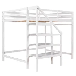 Full Size Loft Bed With Staircase And Safety Guardrails Gray/White-ModernLuxe -Barbie Store GUEST 672dc6d5 66b0 477b 9385 9d459a8b06e0