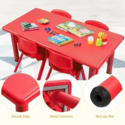 Costway Kids Plastic Rectangular Learn And Play Table Playroom Kindergarten Home Red -Barbie Store GUEST 675679d4 b25d 4b43 a483 ebccd3cb01ab
