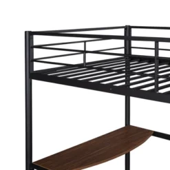 Twin Size Metal Loft Bed With Desk, Ladder And Railing - ModernLuxe -Barbie Store GUEST 685f171f 3d85 498b 877e 609ef5ce87d6