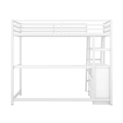 Twin Size Metal Loft Bed With Desk, Shelves And Two Built-in Drawers - ModernLuxe 18 Twin Size Metal Loft Bed With Desk, Shelves And Two Built-in Drawers - ModernLuxe -Barbie Store GUEST 69138d62 02de 4bed a209 1424b3cded3a