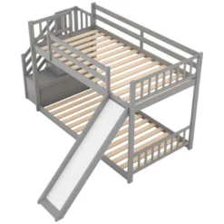 Twin Over Twin Bunk Bed With Convertible Slide And Stairway-ModernLuxe -Barbie Store GUEST 696dbf64 f04f 4dd2 a5e4 69c5892ba4eb