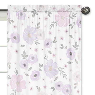 2pc Sweet Jojo Designs Watercolor Floral Window Panels Lavender/Gray 4 2pc Sweet Jojo Designs Watercolor Floral Window Panels Lavender/Gray - Image 2
