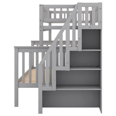 Twin Over Full Stairway Bunk Bed With Storage-ModernLuxe 7 Twin Over Full Stairway Bunk Bed With Storage-ModernLuxe - Image 5