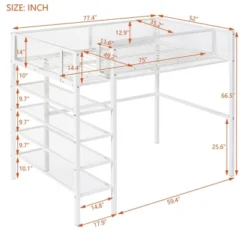Metal Twin Size Loft Bed With 4 Shelves And Storage - ModernLuxe -Barbie Store GUEST 6f4197e7 31f1 47de bc73 9347802bf5f9