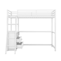 Twin Size Metal Loft Bed With Desk, Shelves And Two Built-in Drawers - ModernLuxe 16 Twin Size Metal Loft Bed With Desk, Shelves And Two Built-in Drawers - ModernLuxe -Barbie Store GUEST 6f507120 d545 4fb9 a2ff f1d0277f8fd0