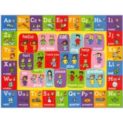 KC CUBS Boy & Girl Kids ABC Alphabet ASL Sign Language Educational Learning & Fun Game Play Area Nursery Bedroom Classroom Rug Carpet -Barbie Store GUEST 72daa807 38d2 4870 8f78 80211f95618c