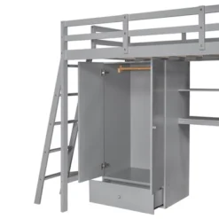 Twin Size Loft Bed With Wardrobe, Drawers And Desk With Shelves - ModernLuxe -Barbie Store GUEST 7378c324 e6d2 4659 83c8 3ab9aa59002d