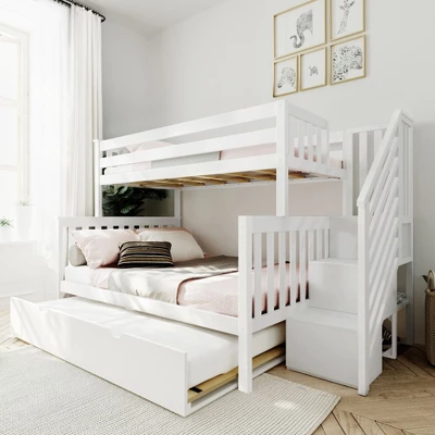 Max & Lily Twin Over Full Staircase Bunk Bed With Trundle 3 Max & Lily Twin Over Full Staircase Bunk Bed With Trundle