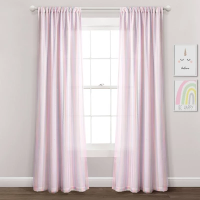 Kids' Rainbow Sheer Rod Pocket With Lining Single Window Curtain Panel Rainbow/White - Lush Décor 8 Kids' Rainbow Sheer Rod Pocket With Lining Single Window Curtain Panel Rainbow/White - Lush Décor - Image 6