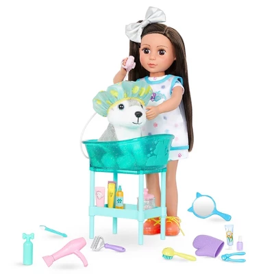 Glitter Girls Pet Grooming & 6" Dog Plush Husky Accessory Playset For 14" Dolls 2 Glitter Girls Pet Grooming & 6" Dog Plush Husky Accessory Playset For 14" Dolls