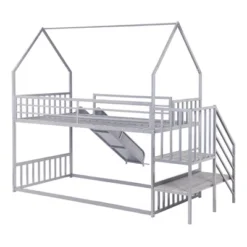 Twin Over Twin Metal Bunk Bed House Bed With Slide And Staircase-ModernLuxe -Barbie Store GUEST 747ba124 b67a 40cd b558 ec87f7a3651b