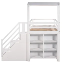 Twin Over Full Bunk Bed With Staircase, Shelves And House Roof-ModernLuxe -Barbie Store GUEST 74a5c629 da8b 490a bb45 0d6e3ea9aaa0