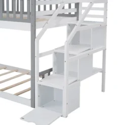 House Shape Twin-Over-Twin Double Bunk Bed With Storage Stairs - ModernLuxe -Barbie Store GUEST 76bd7751 2580 46f3 8a51 4c43eceda82d