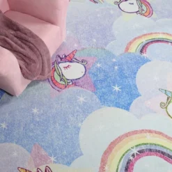 Unicorn Rainbow Colorful Kids Playroom Nursery Washable Indoor Area Rug By Blue Nile Mills -Barbie Store GUEST 7923107e 14bc 450b bd33 4240bb4466ac