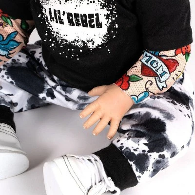 Paradise Galleries Reborn Toddler Boy Doll Lil' Rebel, 21 Inch With Black Rooted Hair And Blue Eyes, Made In GentleTouch Vinyl 4 Paradise Galleries Reborn Toddler Boy Doll Lil' Rebel, 21 Inch With Black Rooted Hair And Blue Eyes, Made In GentleTouch Vinyl - Image 2