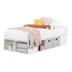 Twin Flexible Platform Bed With Baskets Pure White - South Shore -Barbie Store GUEST 7c7a7e5e 7841 4a09 bed7 561f82981a4a