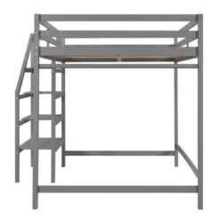 Full Size Loft Bed With Staircase And Safety Guardrails Gray/White-ModernLuxe -Barbie Store GUEST 7dcbda4b f402 4598 a215 b3e560119308