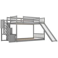 Twin Over Twin Bunk Bed With Convertible Slide And Stairway-ModernLuxe -Barbie Store GUEST 7e407644 80aa 4ce3 b50c 491cde36b66a