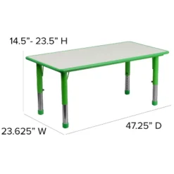 Flash Furniture 23.625"W X 47.25"L Rectangular Plastic Height Adjustable Activity Table Set With 4 Chairs -Barbie Store GUEST 7f03cee7 01ce 4635 869e 76391fc11395