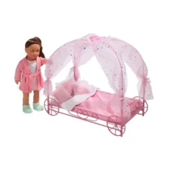 Badger Basket Royal Carriage Metal Doll Bed With Canopy Bedding And LED Lights - Pink/White/Stars -Barbie Store GUEST 83844960 2fac 4cd8 81c6 83be4c15c252