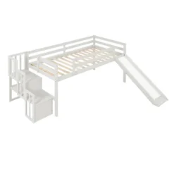 Twin Size Loft Bed With Staircase, Safety Guardrails And Slide-ModernLuxe -Barbie Store GUEST 83872432 d15d 426f a1b3 0d67e2540680