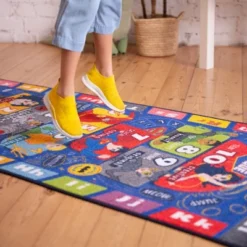 KC CUBS | Justice League Boys & Girls Kids Hopscotch Number Counting Educational Learning & Game Nursery Bedroom Classroom Rug Carpet, 2' 7" X 6' 0" -Barbie Store GUEST 83f8e841 2546 43ca a318 fc3e8f347011