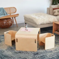 ECR4Kids Bentwood Multipurpose Table And Chair Set, Kids Furniture, Natural, 3-Piece -Barbie Store GUEST 853282d9 08b0 49b4 bf53 c436f9bc7a28